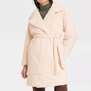 NWT A New Day Wrap Light Puffer Jacket (light blush pink)